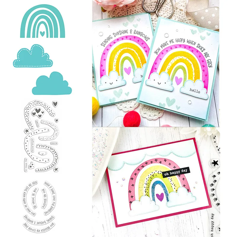 Креативные цветные радужные резные штампы фразы вены прозрачные для DIY