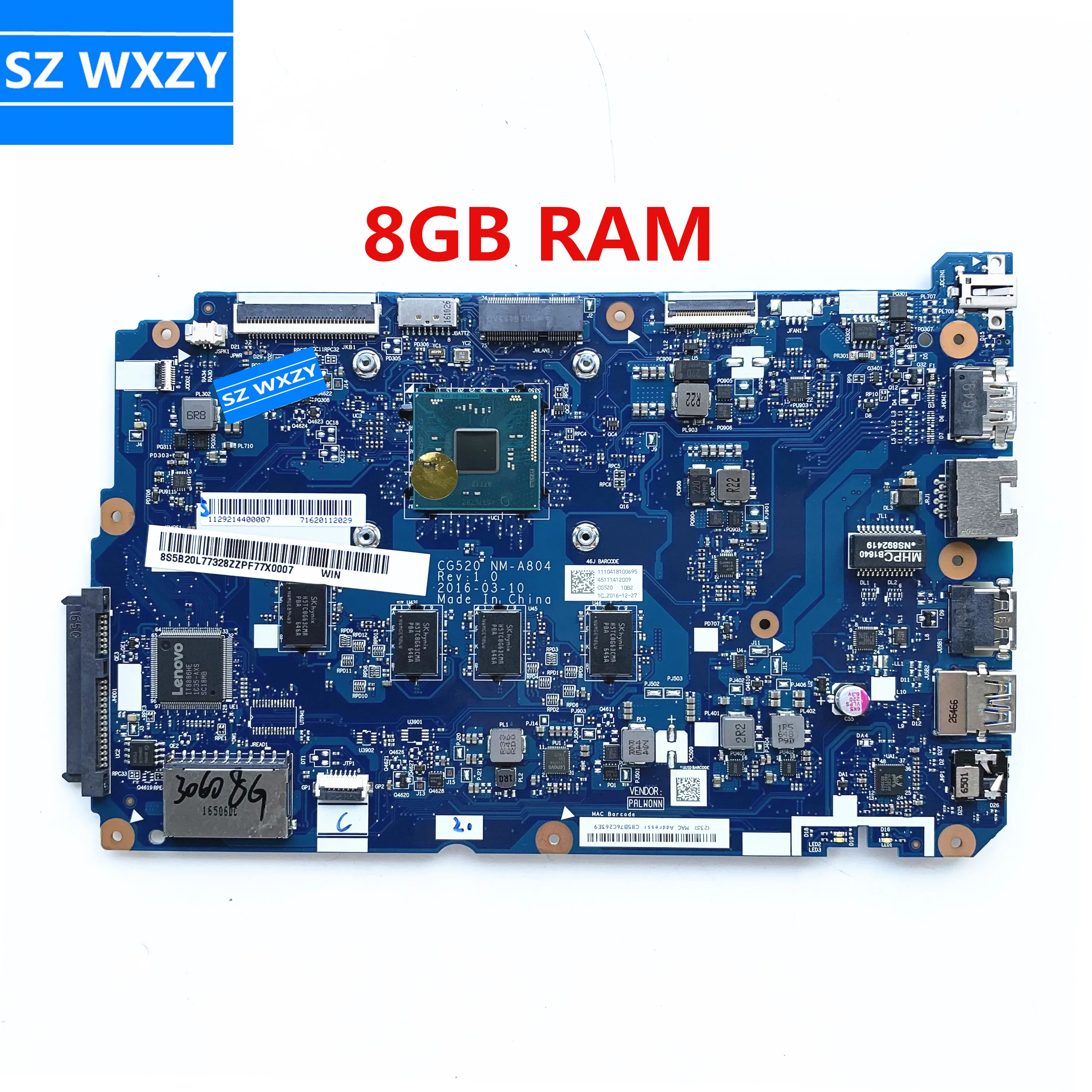 Для Lenovo 110-15IBR Материнская плата ноутбука 5B20L77328 с SR2KN N3060 CPU 8 Гб оперативной памяти