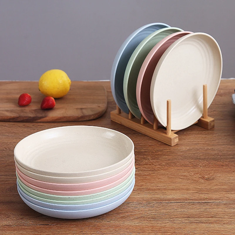 Экологически чистые пшеничной соломы пластины из 5 предметов красочные PP лоток