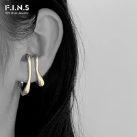 f i n s 1pc minimalist artistic hyperbole s925 sterling silver irregular line ear clip layered geometric ear cartilage jewelry