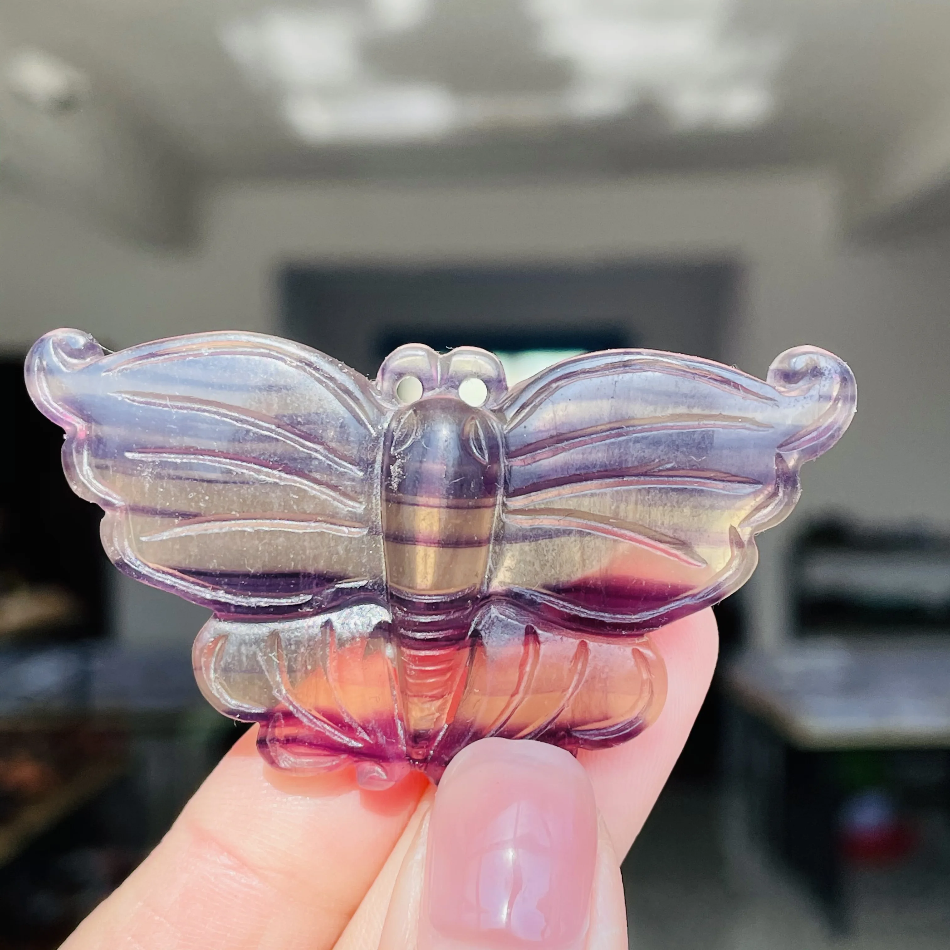 

New Arrival!!!Natural Crystal Fluorite Butterfly Ornaments Quartz Mineral Home Decoration Stone Crafts