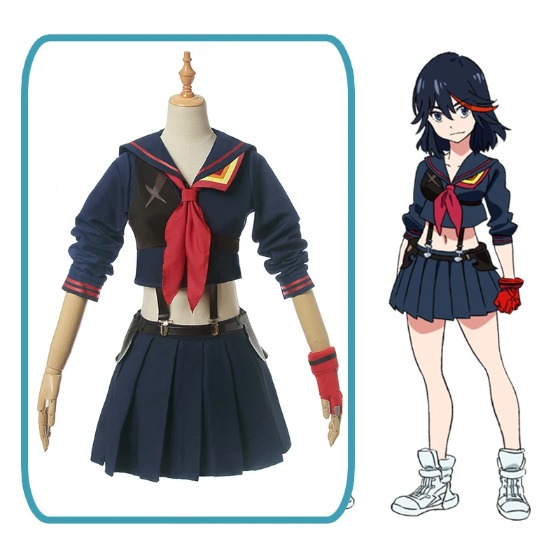 

Anime KILL La Matoi Ryuuko Cosplay Costume Tops Skirt Daily Carnival Party Uniform Brand New