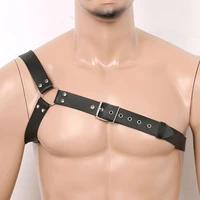 fetish men chest harness leather body bondage sexy lingerie underwear one shoulder bdsm sex toys erotic vest flirting clubwear