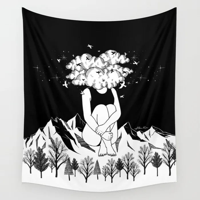 Креативный домашний гобелен поп арт узор черно белый настенная декоративная