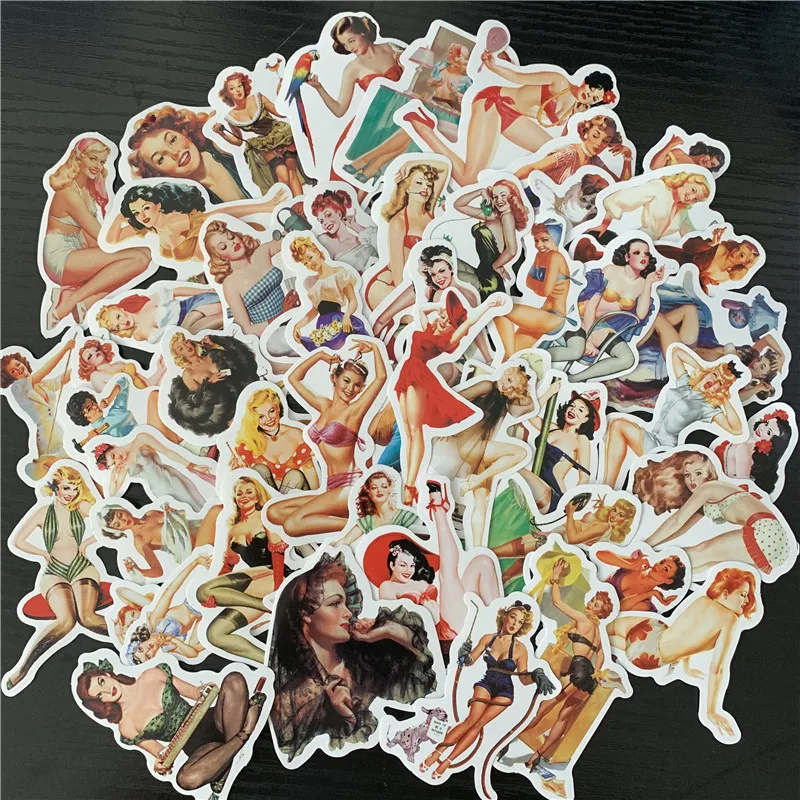 50 шт. в стиле ретро с изображением девушке пин ап Красота Сексуальные Стикеры для