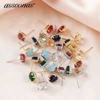 assoonas ma12stud earringsdiy earringcopper metalcharmsglassnickel freewomen for jewelry making accessories10pcslot