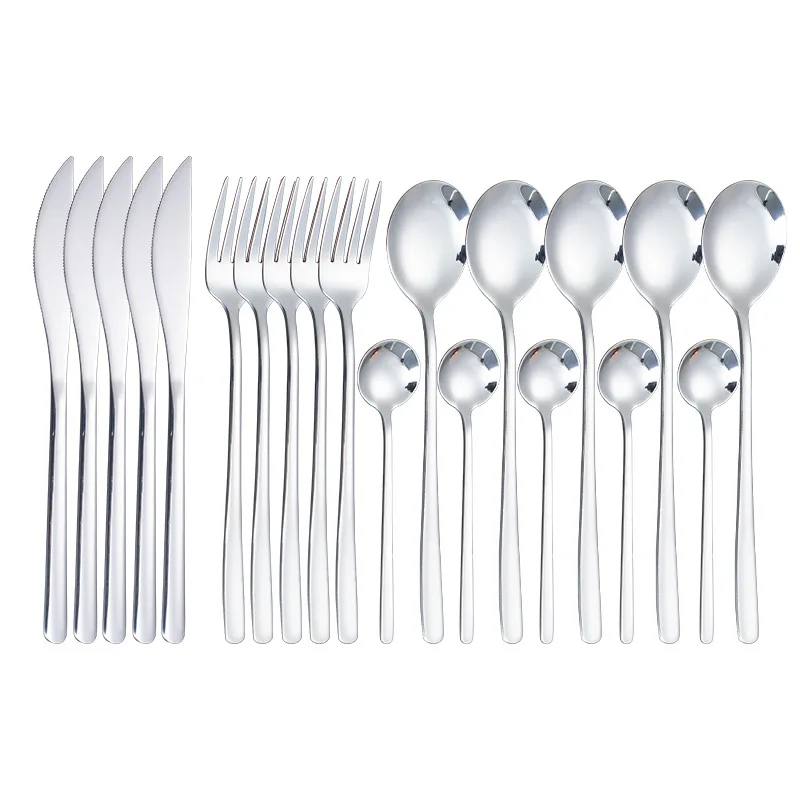 

20Pcs Stainless Steel Dinner Gold Dinnerware Cutlery Set Knife Fork Coffee Spoon Flatware Set Dinnerware Set Silverware Sets