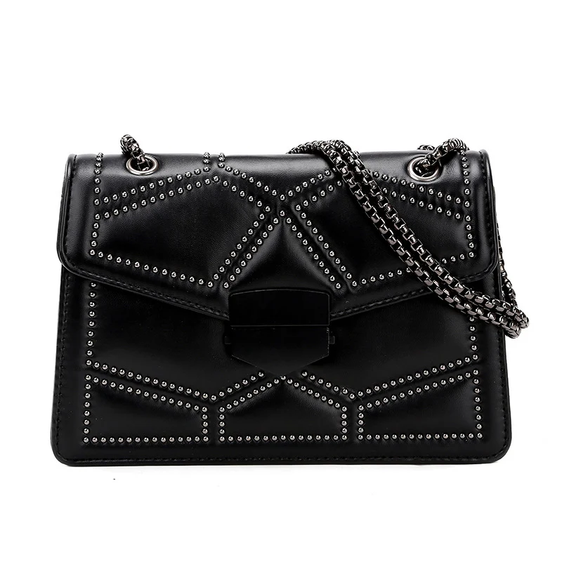 

Rivet Chain Small Crossbody Bags For Women 2021 Bolsos Mujer Shoulder Messenger Bag Lady Luxury Handbags Sac a Main