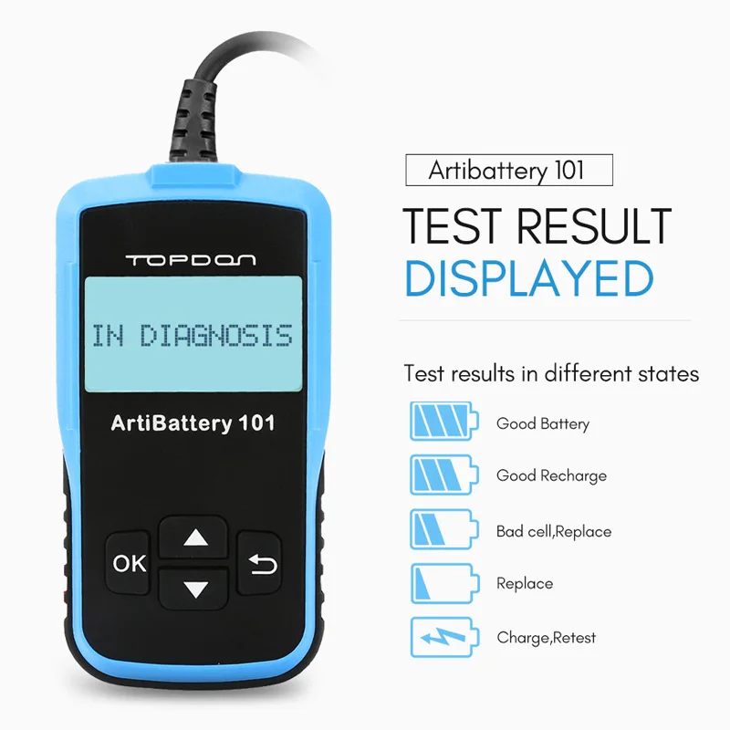 TOPDON ArtiBattery 101 автоматический тестер для батареи анализатор 16 В постоянного тока 12