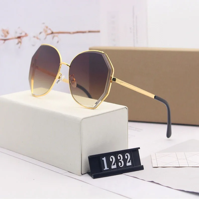 

2020 new sunglasses Women metal Big Frame women sunglasses brand designer polygon gradient women sunglasses uv400 multi-color