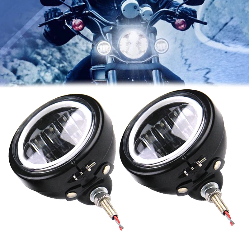 4 1/2" 4.5 inch LED Auxiliary Spot Fog Passing Light Lamp with Housing Ring Mount Bracket motorcycle Touring Electra Glide images - 6