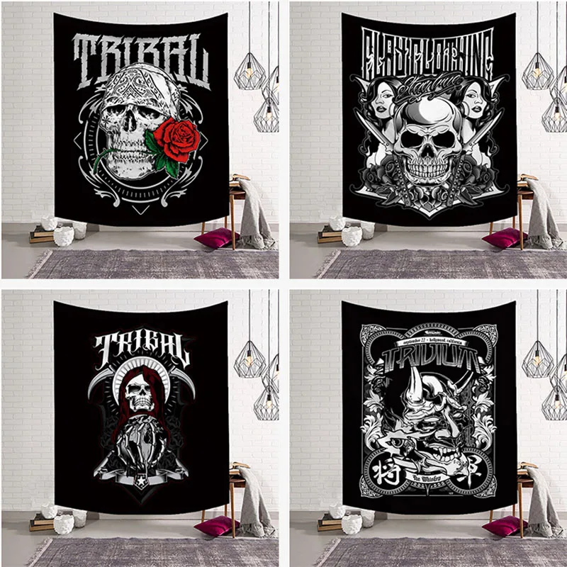 

Terrorist skeleton evil ghost printing Polyester Hippie tapestry Skull Style Decoration bedroom Dormitory Tapestry Wall Hanging