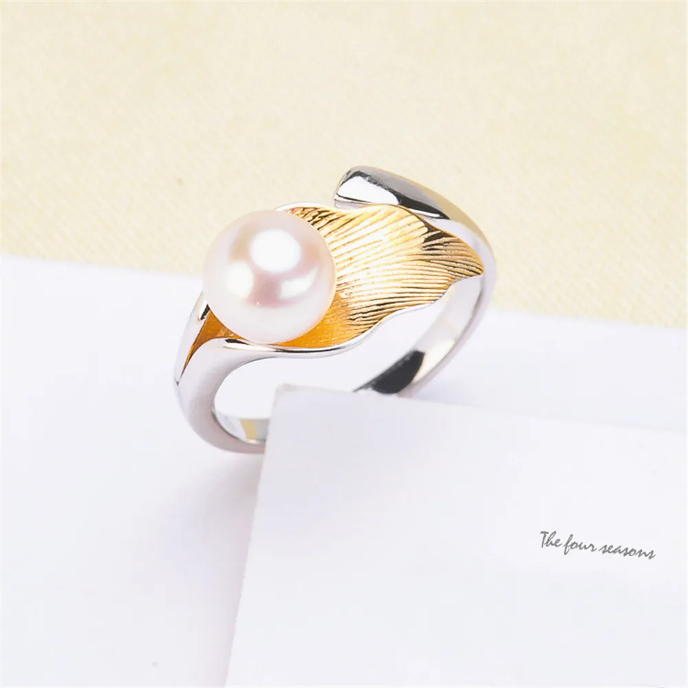 Кольцо в форме подковы с натуральным жемчугом виде лотоса женское регулируемое