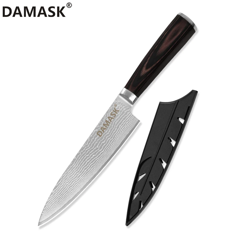 8 inch Chef Knife Дамасский нож 73 слоя VG10 японский дамасский стальной кухонный нож для очистки овощей Santoku нож для нарезки повара инструмент для приготовления пищи - Цвет: 8 inch Chef Knife