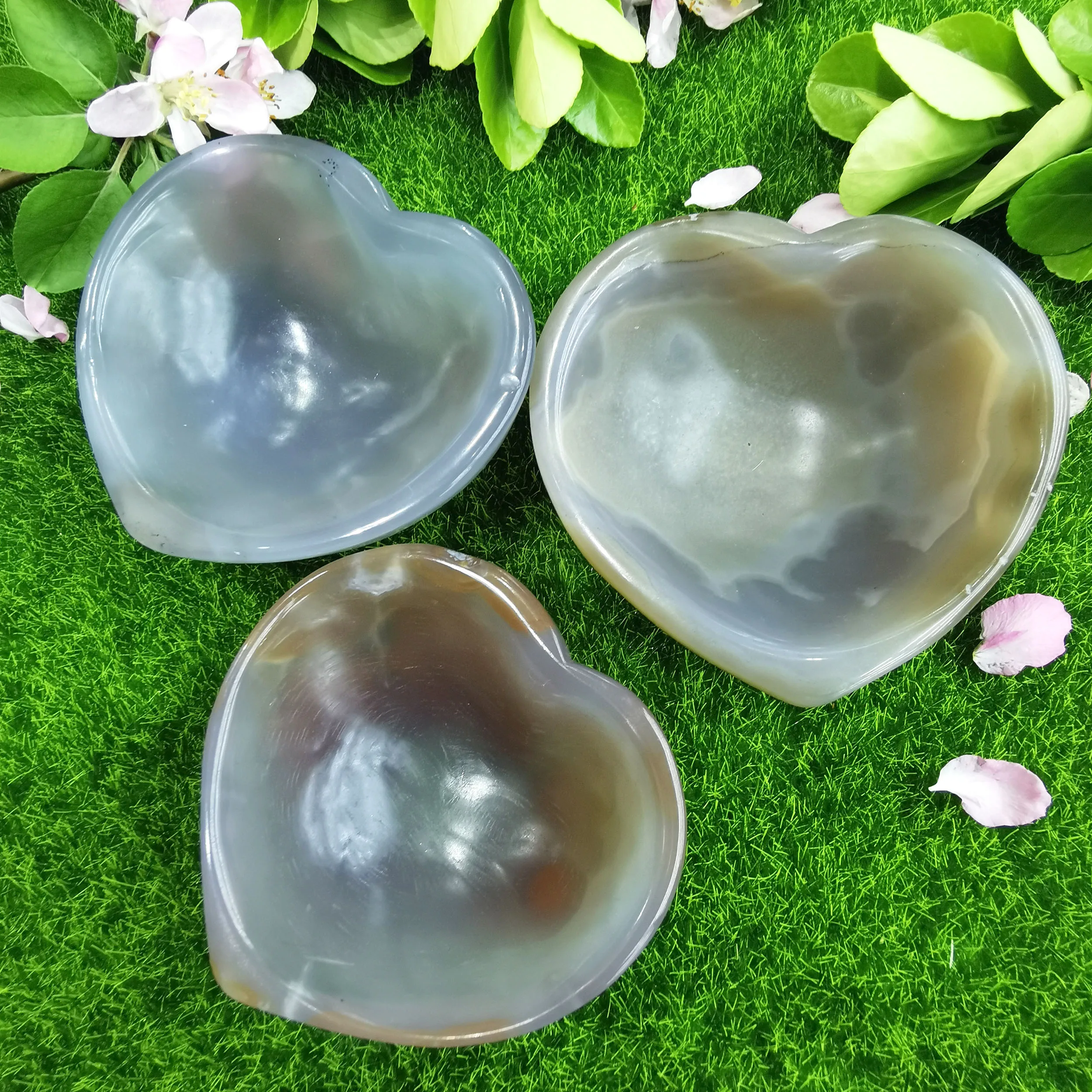 

1PCS Hot Sell Heart Shaped Natural Agate Stone Bowl For Home Decor