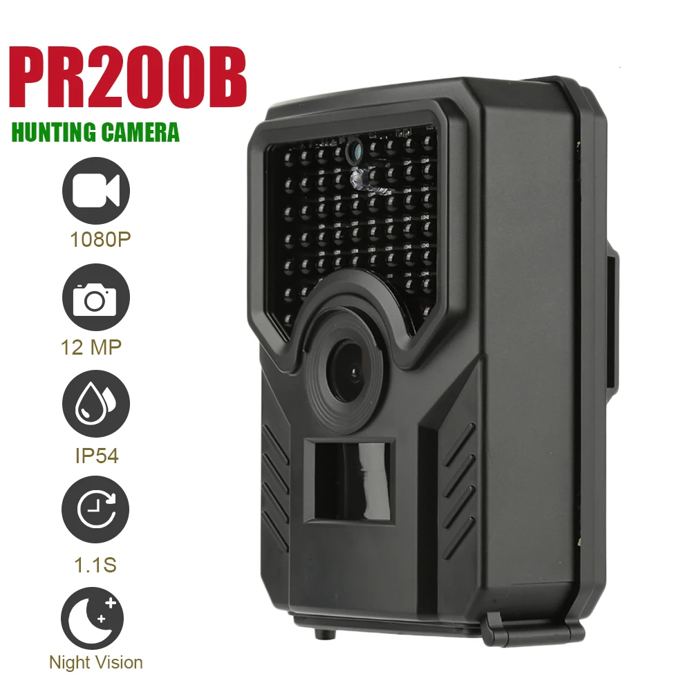 

2021 PR200B Trail Camera 12mp 49 Pieces 940nm Ir Led Hunting Camera Ip56 Waterproof Wildlife Cam Night Vision Photo Trap Scouts