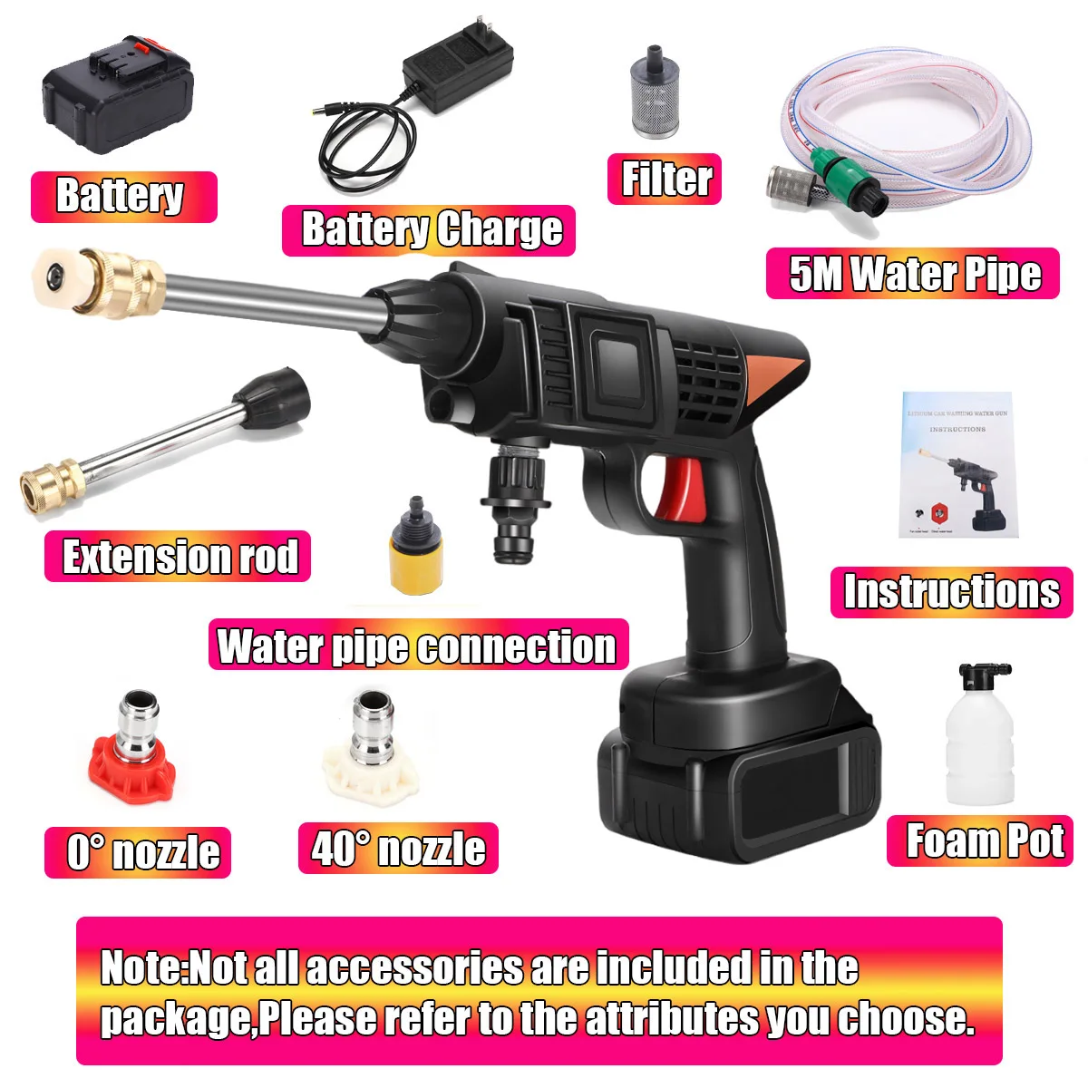 Автомобильный распылитель с водяным пистолетом 20000 мАч для мойки автомобиля