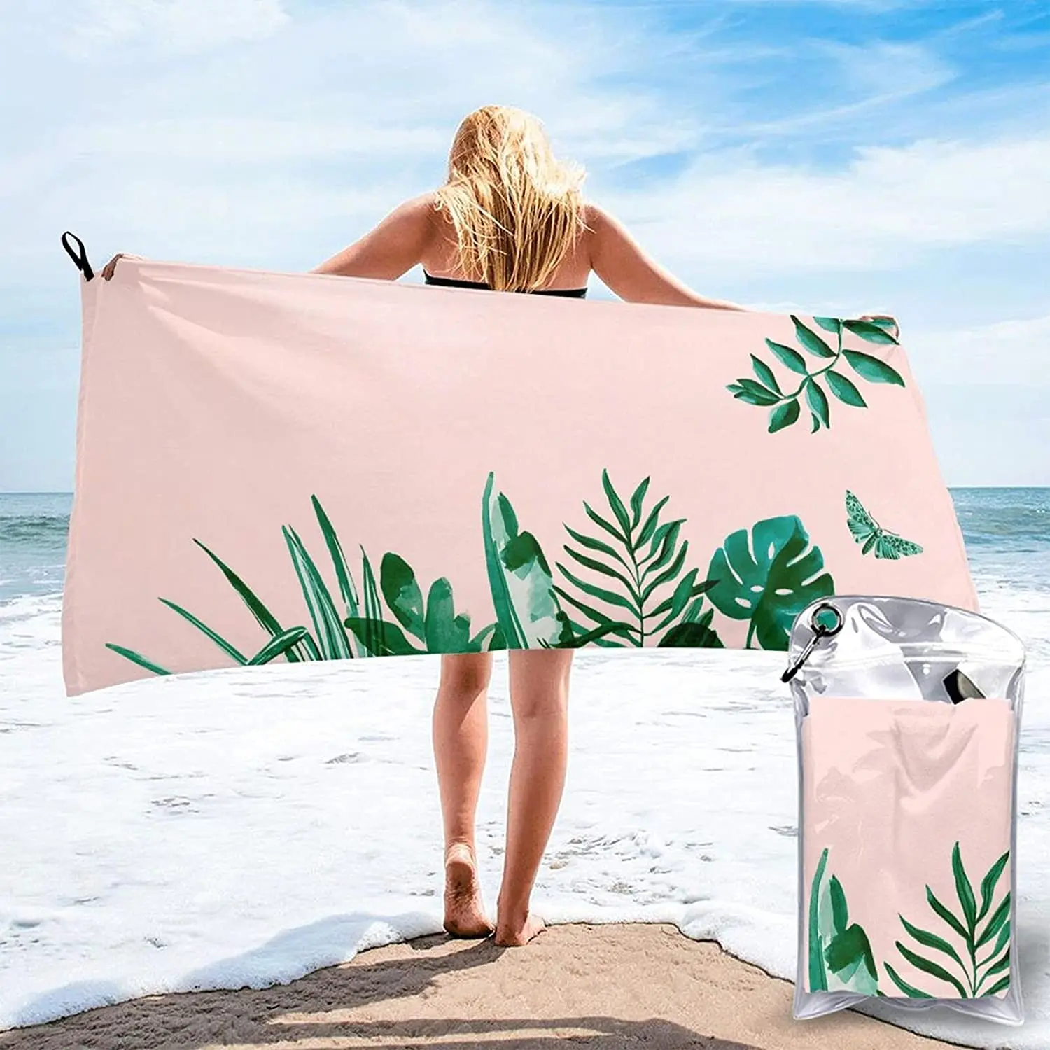 

Microfiber Beach Towel Palm Leaf Lightweight Swimming Pool Towel Quick-drying No Sand Blanket Travel Gym Camping Swimming Yoga