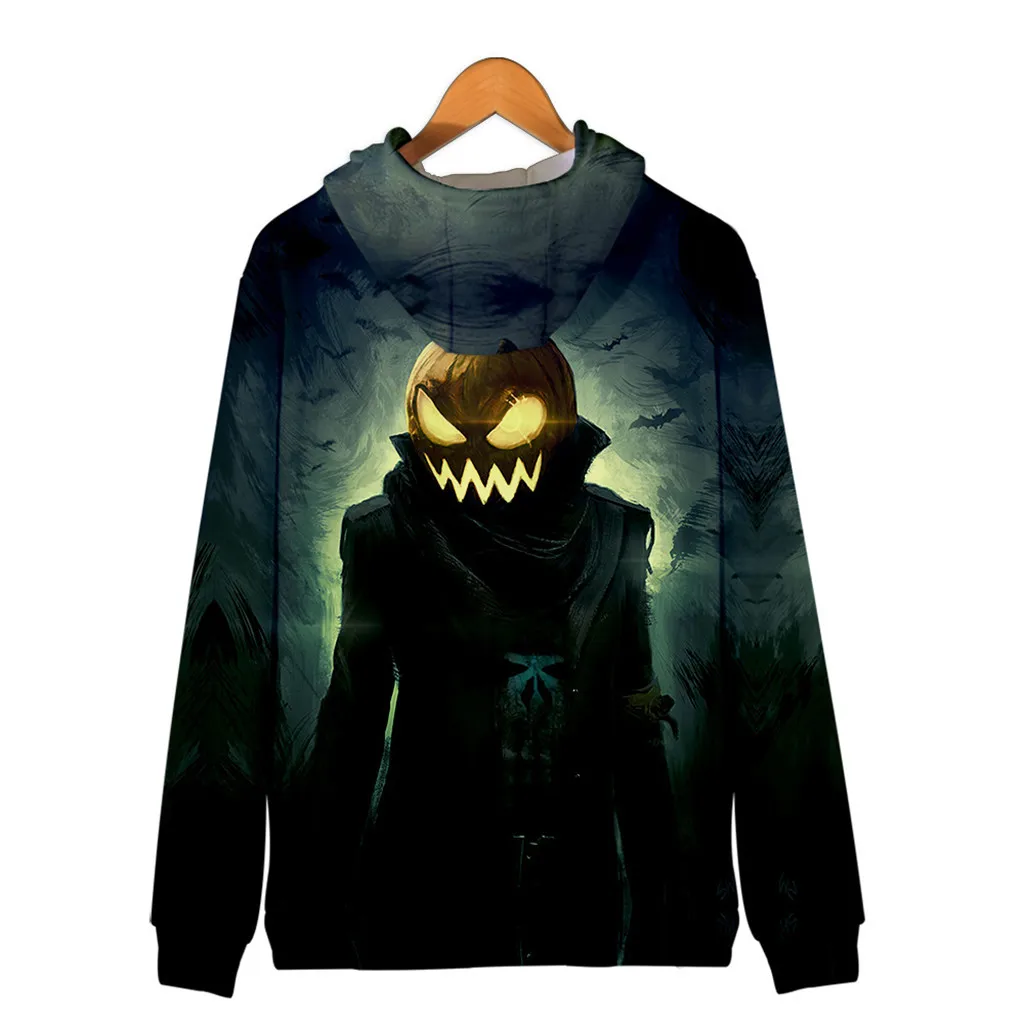 Хэллоуин Для мужчин толстовки с капюшоном и свитшоты принтом страшный Монстр