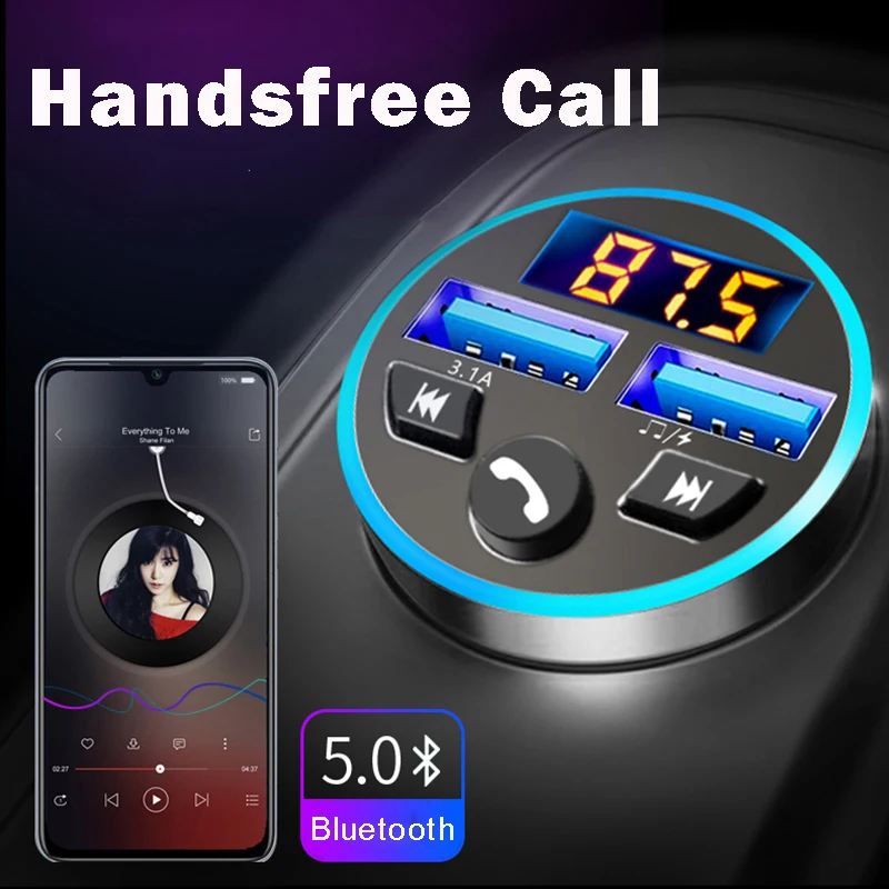 Автомобильный FM модулятор JINSERTA с Bluetooth 5 0 радио 3 1 А USB комплект громкой связи