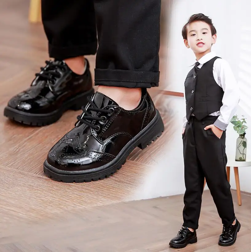 Новинка Детская кожаная обувь Свадебные модельные туфли для мальчиков и девочек