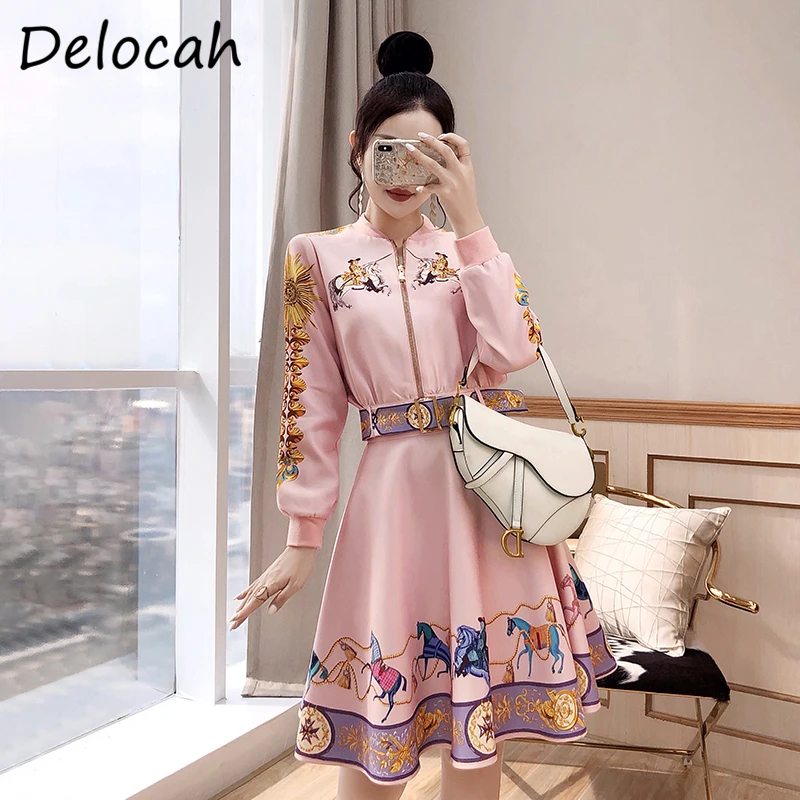 

Женский костюм-двойка с юбкой, с рукавом-фонариком и принтом, с завышенной талией