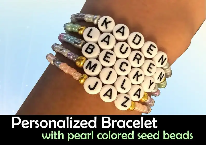 

Name bracelet / custom bead bracelet / seed bead name bracelet / custom bracelet / stacking bracelet