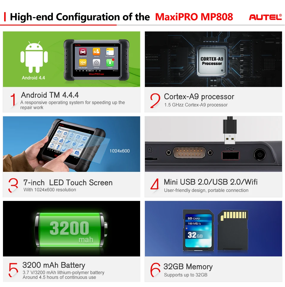 autel MaxiPRO MP808 автомобильный диагностический инструмент Автомобильный сканер Авто полная система тест OBD Автосканер PK Maxisys MS906 DS808 диагностический сканер сканер для диагностики авто