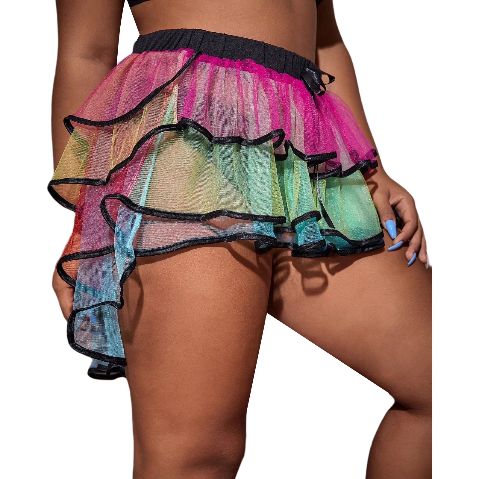 Женская яркая сетчатая юбка сексуальная одежда для ночного клуба сценического