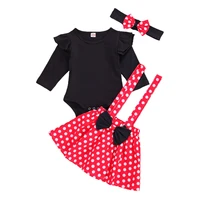 toddler kid baby girl clothes long sleeve solid tops romper suspender ploka dot dress headwear outfits set girls clothing