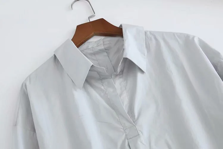 

2021 summer European and American style fashion shirt simple lapel back button long-sleeved top women