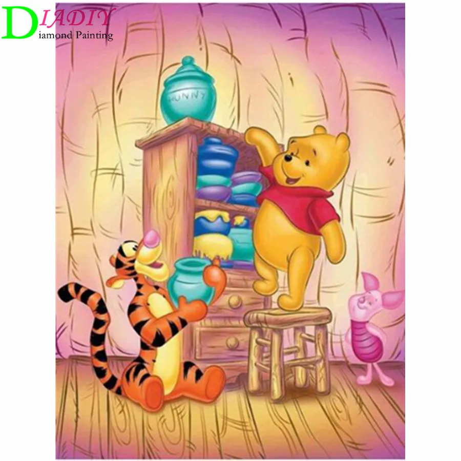 

Full Square/Round Diamond 5D DIY Diamond Painting Kits "Winnie the Pooh family" 3D Embroidery Cross-stitch Mosaic Art Home Decor