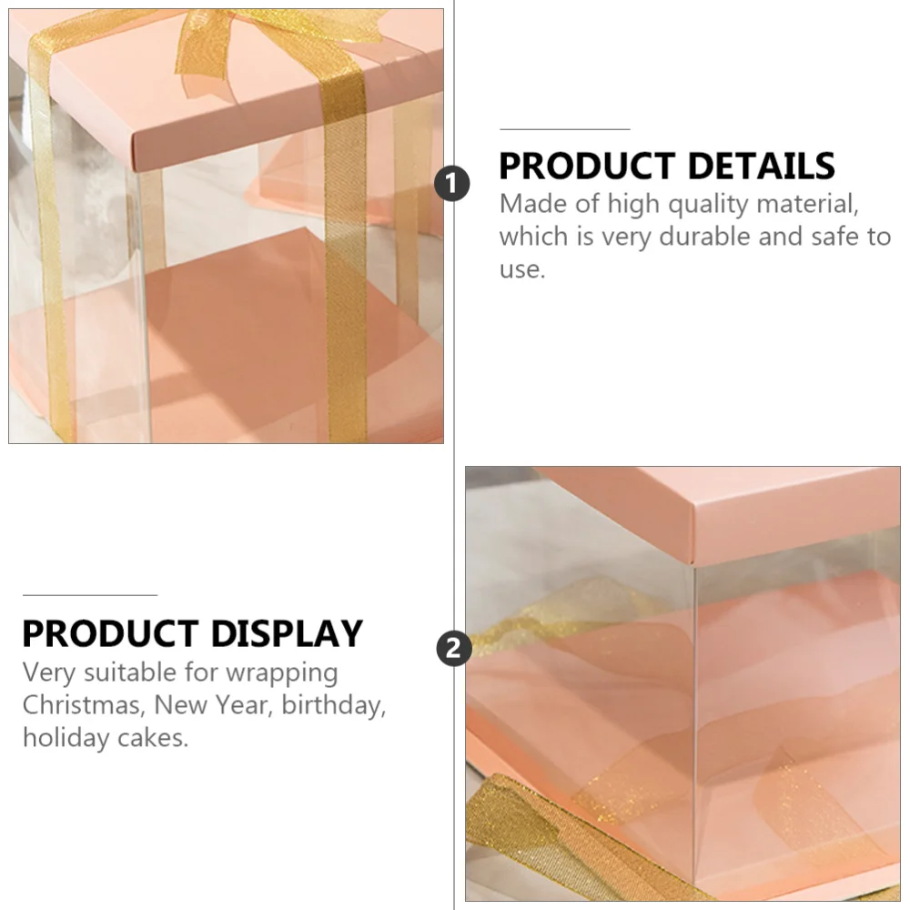 

5pcs Transparent Cake Box Cake Packing Box Double Layer Cake Container