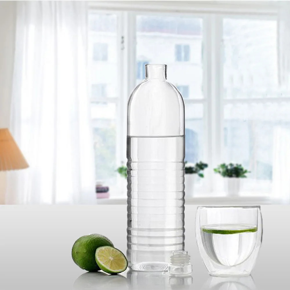 500 мл 1000 прозрачная стеклянная бутылка для воды с защитной сумкой Портативные