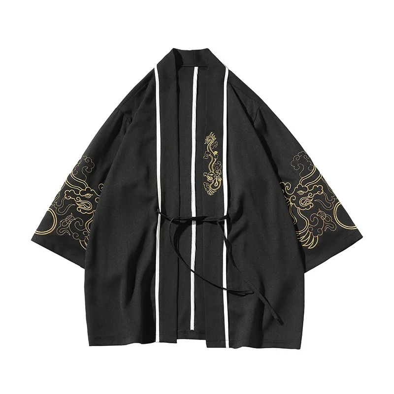 

Plus Size 4XL 5XL Men Kimono Cardigan Chinese Style Samurai Costume Clothing Male Kimono Jacket Casual Outerwear Top Coat