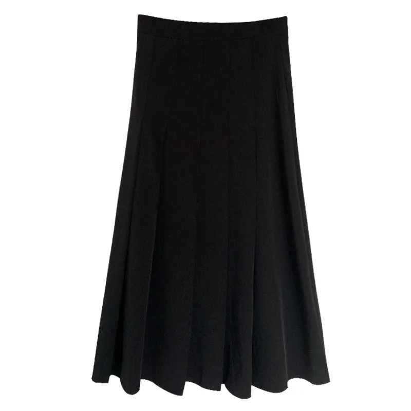 3 colors SML autumn winter Women Long pleated Skirt vintage midi skirt solid color High Waist long Skirts womens (X263) | Женская одежда