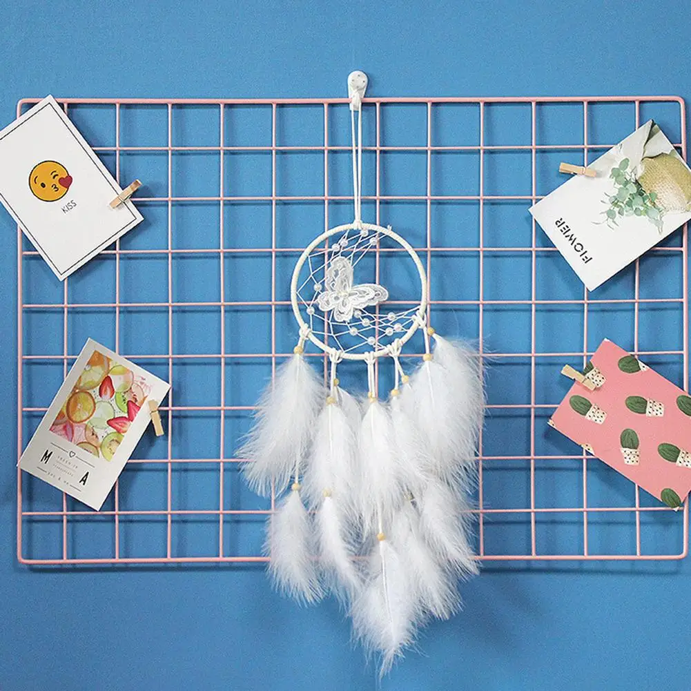 Dream Catcher Wind Chimes Pendant White Butterfly Wall Hanging Decorations Girl Room Decoration Girlfriend Birthday Gift | Дом и сад