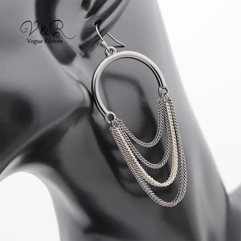 Женские серьги подвески с имитацией родия и гематита модные Висячие Подвесные