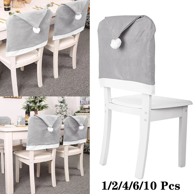 

Рождественские искусственные шляпы, чехлы, Декор, серая шляпа Санта-Клауса, чехол на заднюю крышку стула, Рождественское украшение для дома ...