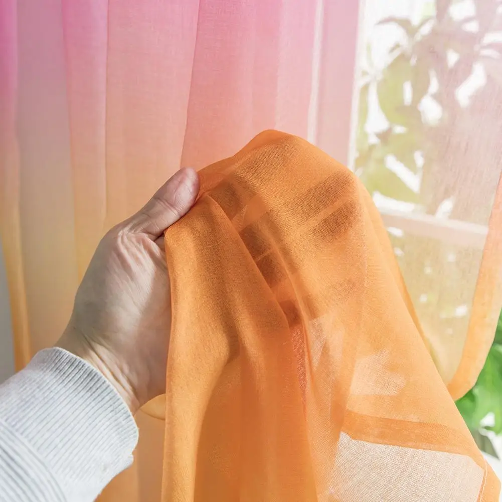 Занавеска с радужным принтом для украшения окон из полиэстера длинная