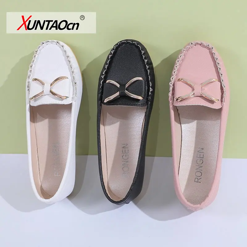 

2020 women's loafers Solid Colors Flat ballet shoes Bow Knot Lazy loafers Shallow Casual Slip On Shoes scarpe donna