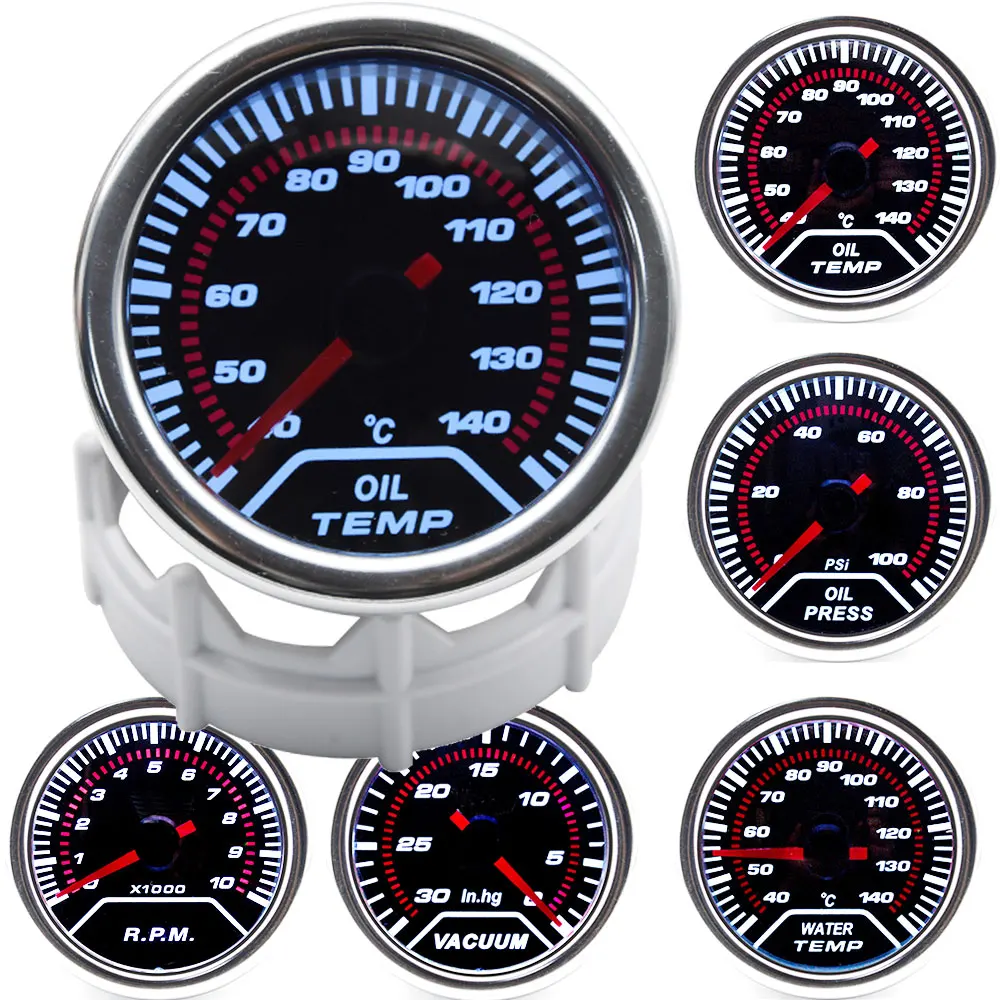 

2 "52 мм Датчик температуры воды Boost gauge bar psi/вакуум/Температура масла/давление масла/вольтметр/Тахометр RPM Автомобильный датчик + манометр Pods