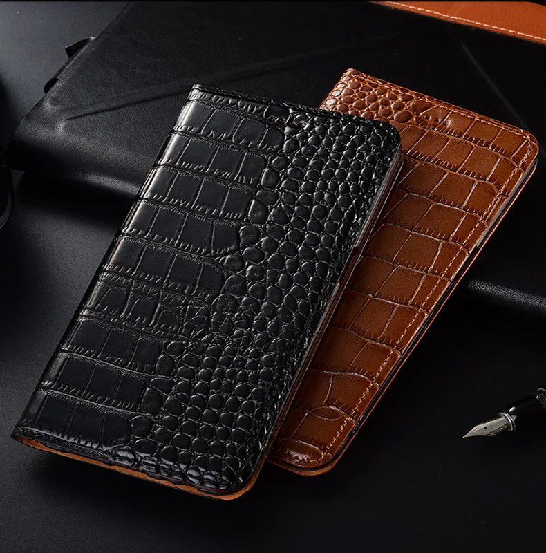 Для Moto P40 Чехол Флип из натуральной кожи крокодил узорный Мягкий силиконовый чехол для Motorola Moto One vision Coque