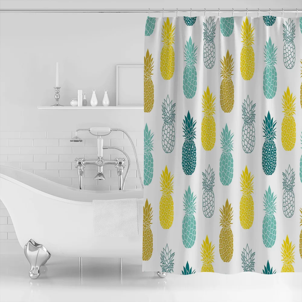 Летняя с золотыми ананасами водонепроницаемая ткань из полиэстера занавес для