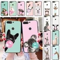 animal blowing bubble art phone case for huawei honor 7a 8x 9 10 20lite 10i 20i 7c 8c 5a 8a honor play 9x pro mate 20 lite