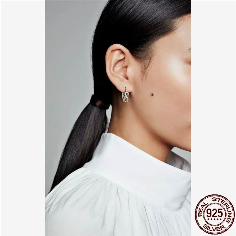 

100% Real 925 Sterling Silver Classic Figure Eight Earrings For Women Birthday Fashion Jewelry Gift