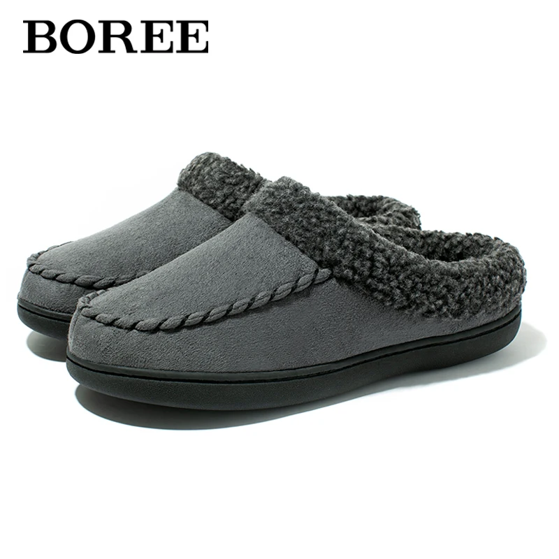 

Men's Slippers Winter Plush Cotton Slippers House Men Shoes Non-slip Floor Shoes Comfortable Warm Indoor Slippers Large Size 47