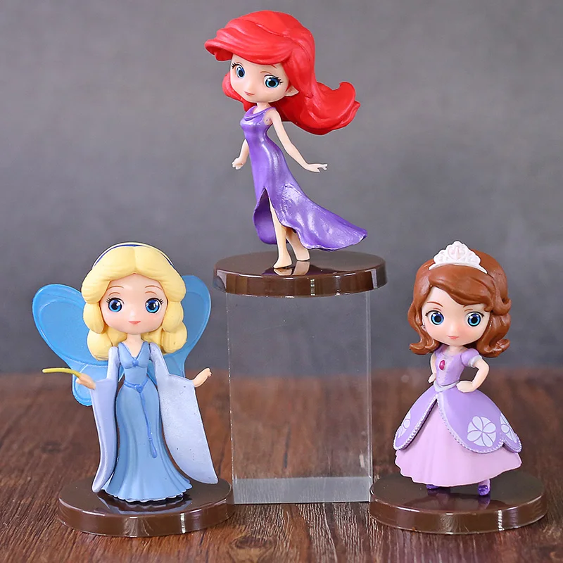 3 шт./компл. Q Posket персонажи Petit Princess София Ариэль синяя Фея фигурки аниме коллекционные куклы детские игрушки