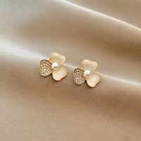 south koreas new fashion flower jewelry earrings exquisite copper inlaid zircon ladies and girls wedding party elegant jewelry