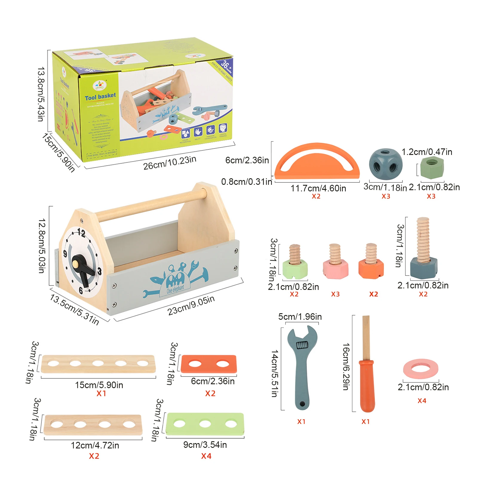 

Kids Wooden Tool Toy Toolbox Toddler Learning Skills Toys Nut Disassembly Screw Assembly Simulation Repair Carpenter Tool